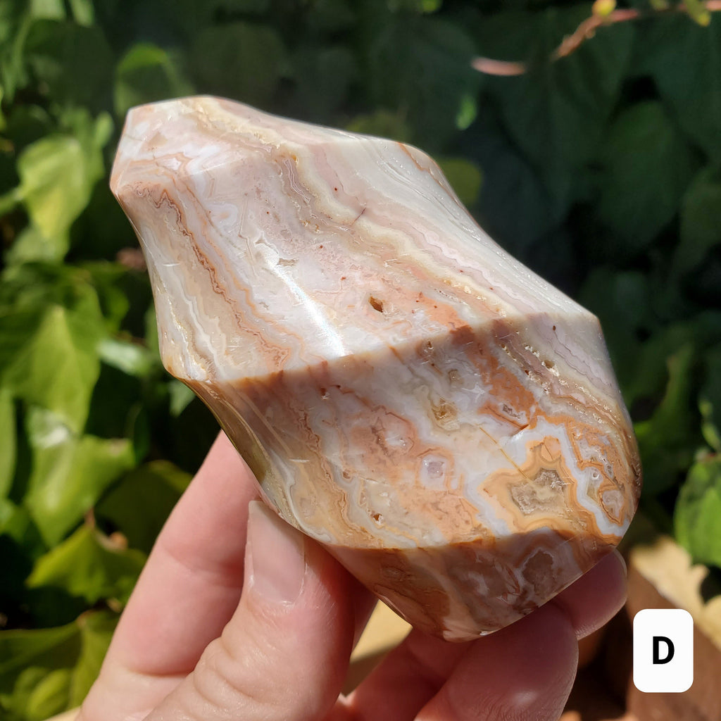 Pink Lace Agate Crystal Flame - Balance of the Physical, Mental & Emotional - Pink Agate Flame Healing Gemstone