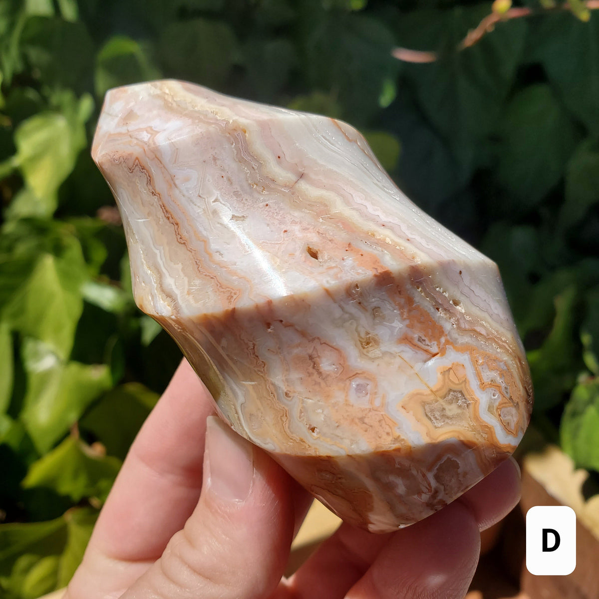 Pink Lace Agate Crystal Flame - Balance of the Physical, Mental & Emotional - Pink Agate Flame Healing Gemstone