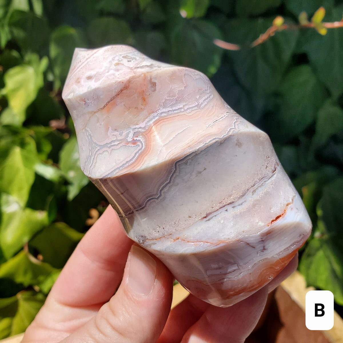 Pink Lace Agate Crystal Flame - Balance of the Physical, Mental & Emotional - Pink Agate Flame Healing Gemstone