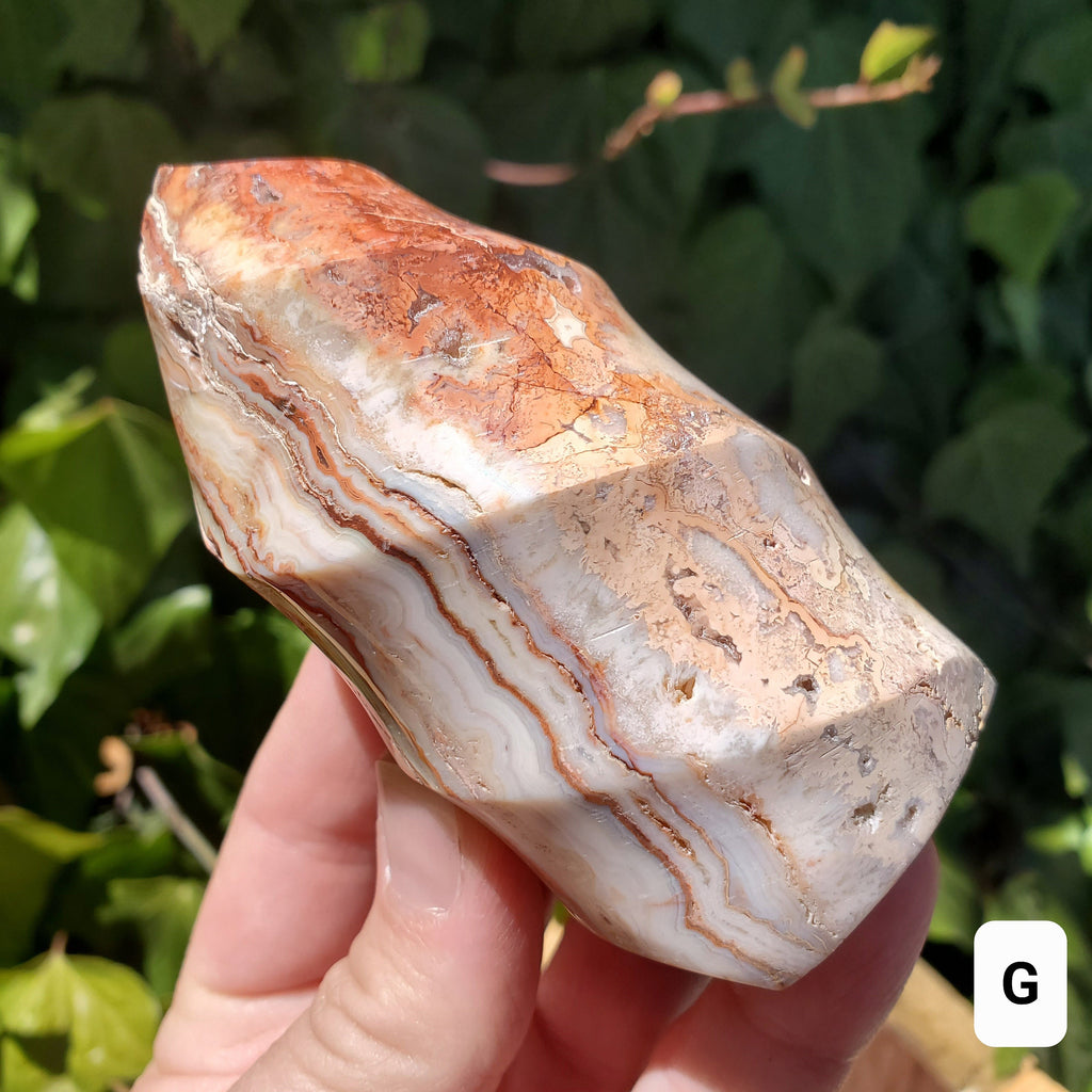 Pink Lace Agate Crystal Flame - Balance of the Physical, Mental & Emotional - Pink Agate Flame Healing Gemstone