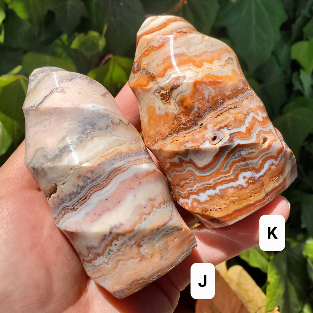 Pink Lace Agate Crystal Flame - Balance of the Physical, Mental & Emotional - Pink Agate Flame Healing Gemstone