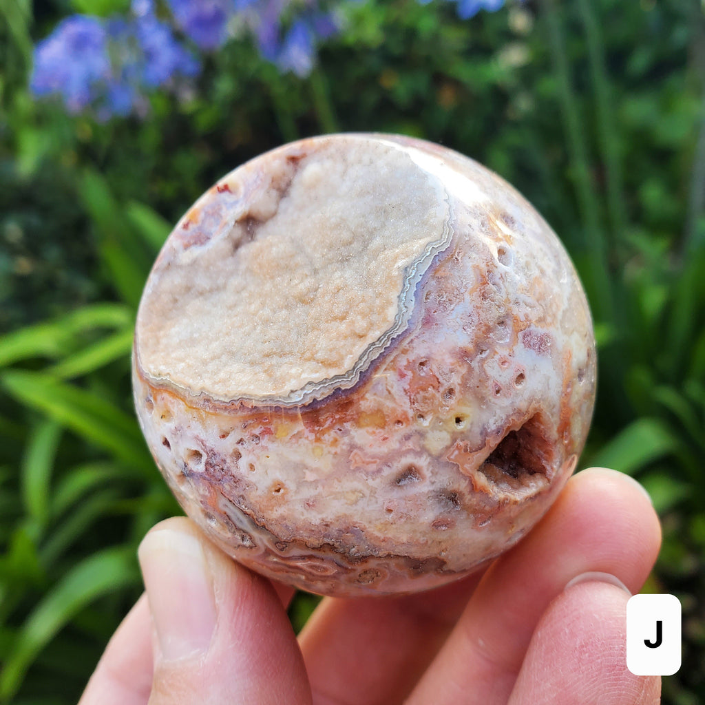 Pink Lace Agate Spheres - Balance of the Physical, Mental & Emotional, The Ultimate Energy Shield - Pink Agate Crystal Ball Healing Gemstone