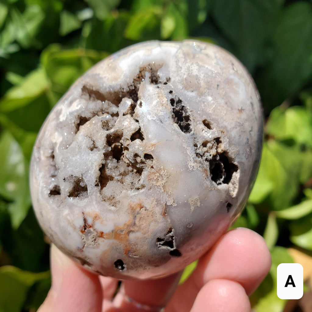 Druzy Agate Egg - Balance of the Physical, Mental & Emotional - Agate Crystal Egg Carving Healing Gemstone