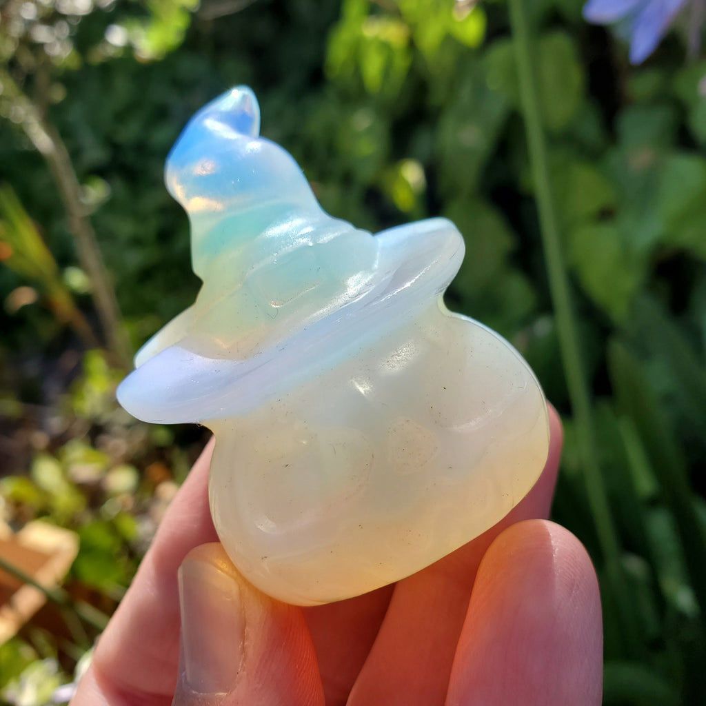 Opalite Pumpkin with Witch Hat - Confidence, Boost Inner Power, Stabilizing - Crystal Pumpkin Carving Healing Gemstones