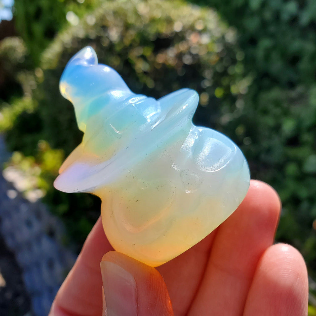 Opalite Pumpkin with Witch Hat - Confidence, Boost Inner Power, Stabilizing - Crystal Pumpkin Carving Healing Gemstones