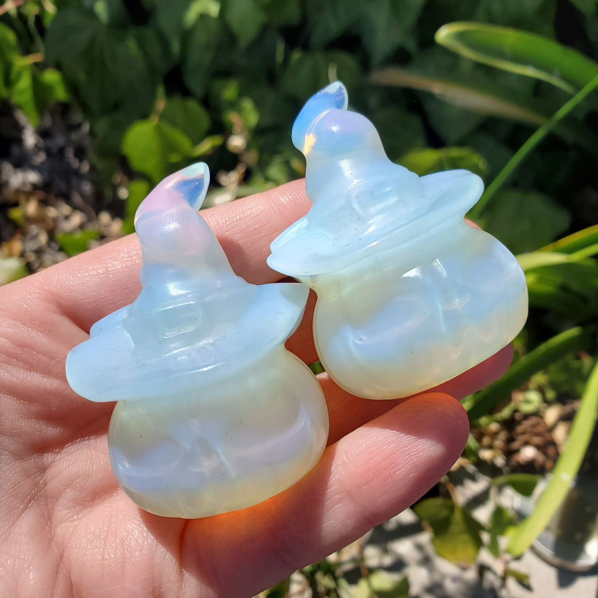 Opalite Pumpkin with Witch Hat - Confidence, Boost Inner Power, Stabilizing - Crystal Pumpkin Carving Healing Gemstones