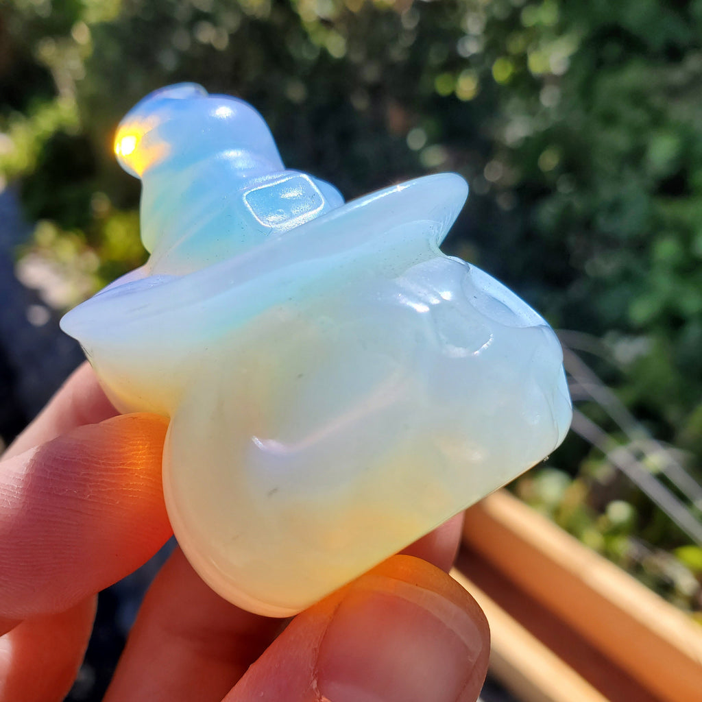 Opalite Pumpkin with Witch Hat - Confidence, Boost Inner Power, Stabilizing - Crystal Pumpkin Carving Healing Gemstones