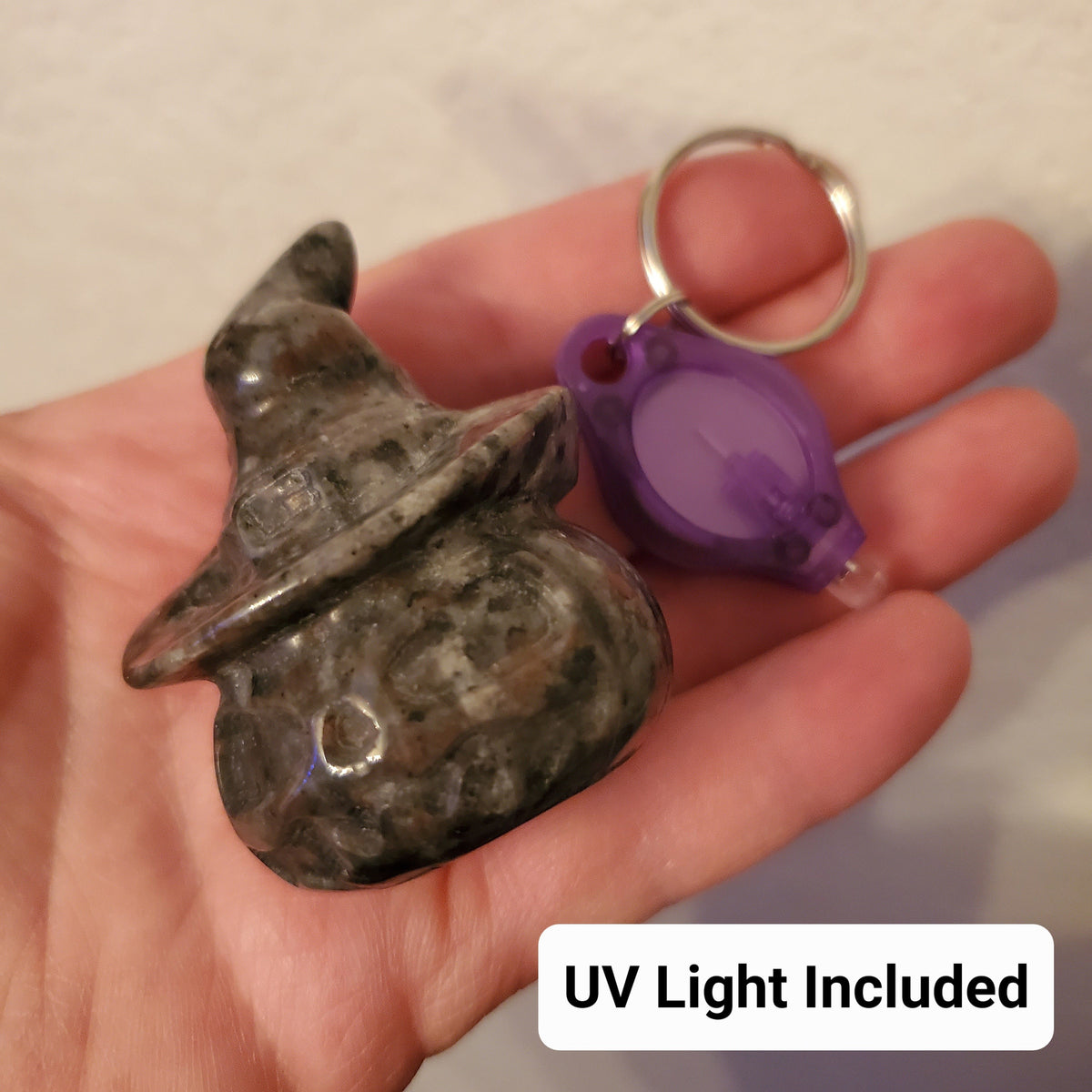Yooperlite Pumpkin | Glowing Crystal Stone with UV Light - Personal Growth, Positive Environment - Crystal Pumpkin Carving