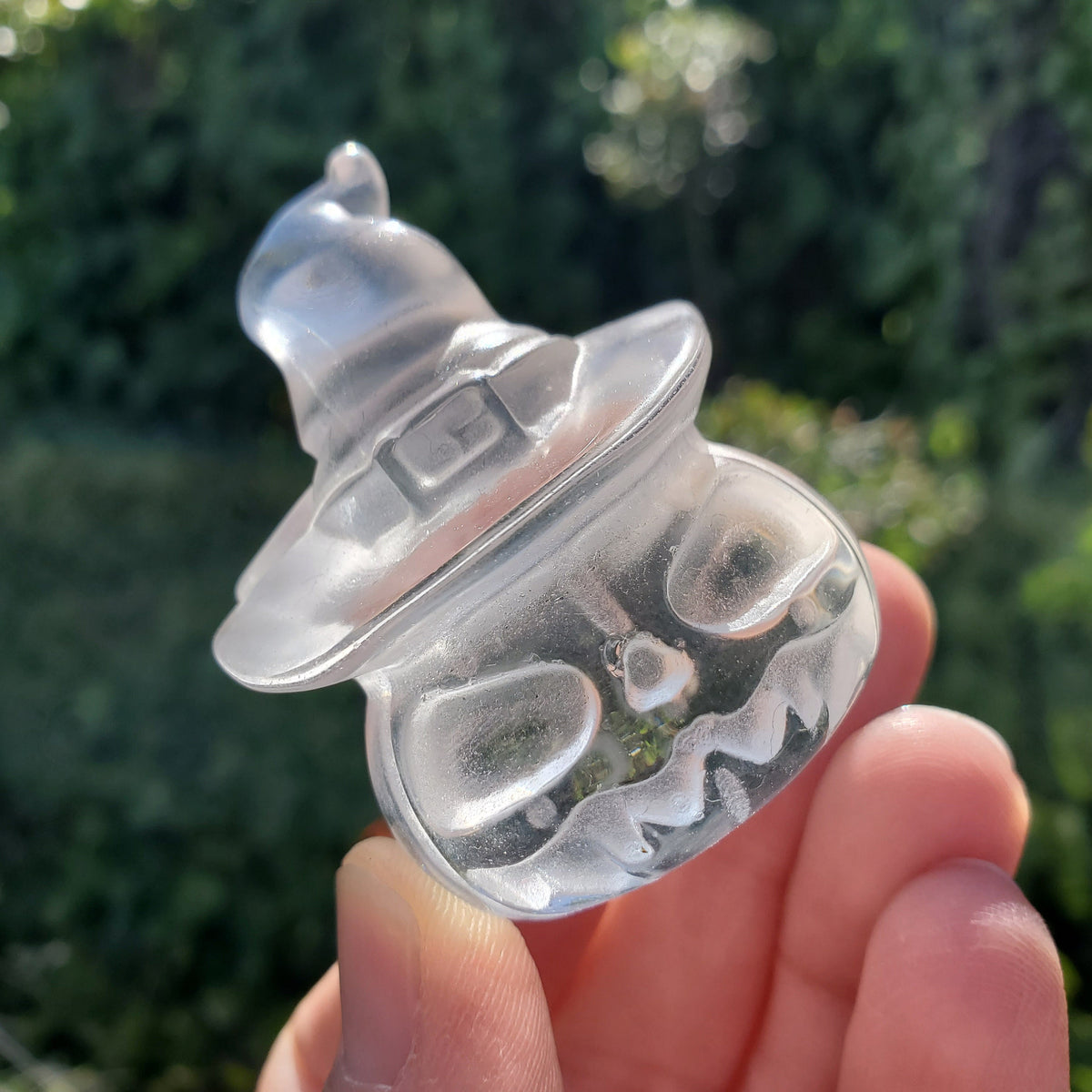 Glass Pumpkin with Witch Hat - Light Reflecting Crystal Pumpkin - 2.15" Crystal Carved Pumpkin - Halloween Decoration