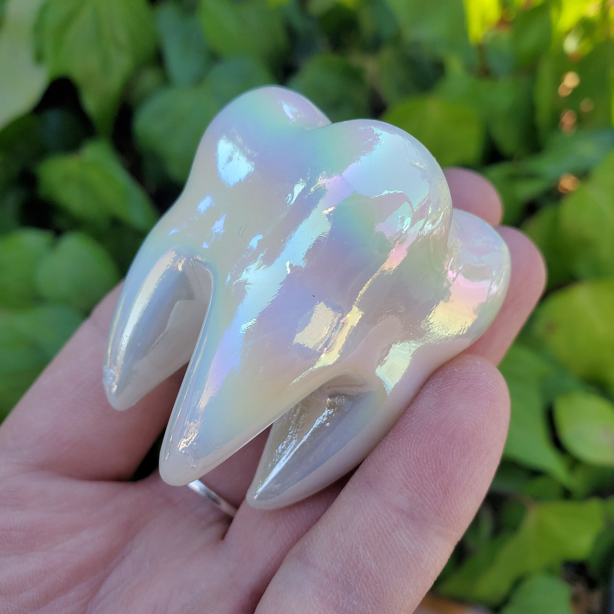 Aura White Jade Tooth Carving - Peaceful, Calm, Love Energy, Positive Energy - White Tooth Crystal Carving Healing Gemstone