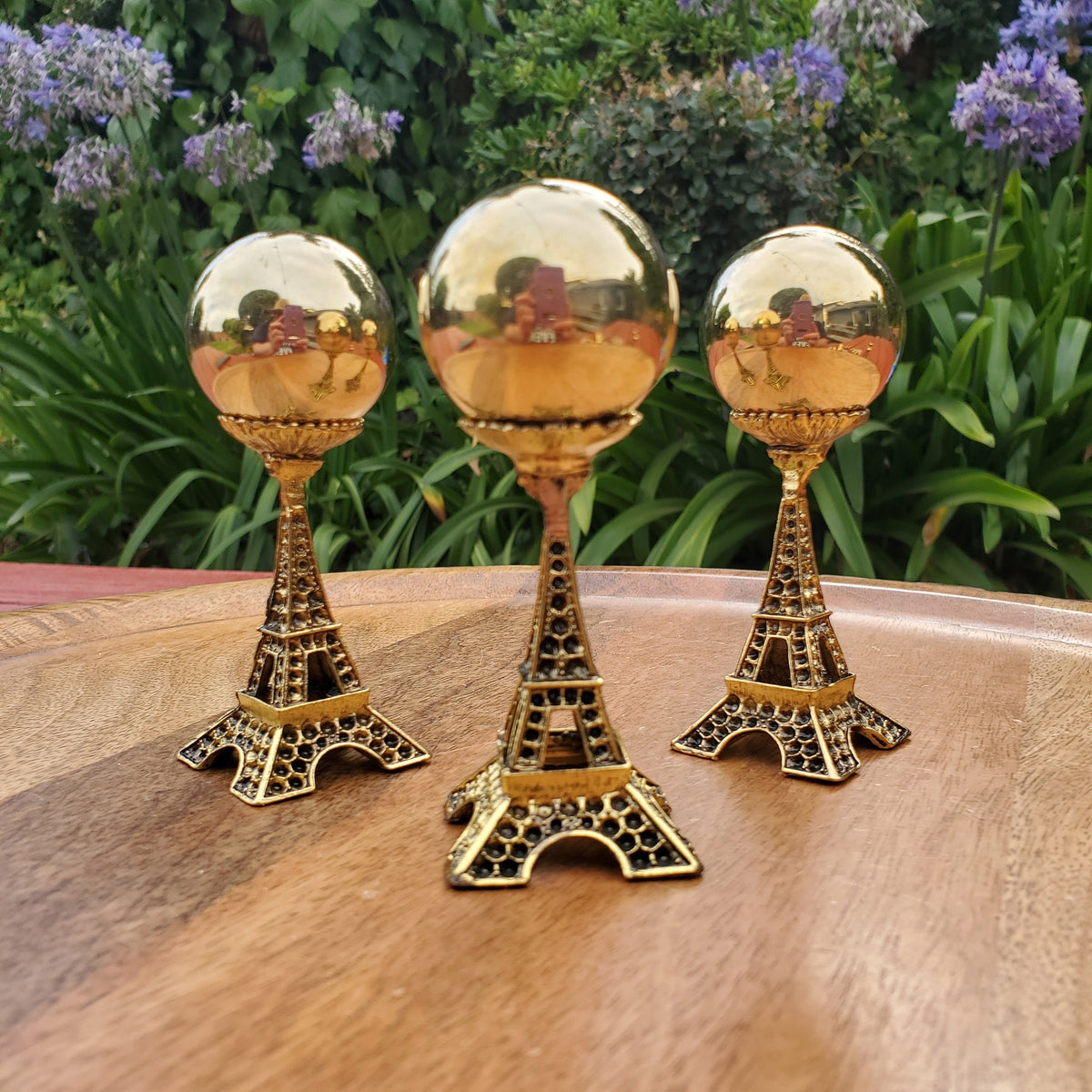 Pyrite Sphere on Gold Paris Stand - Blocks Negativity, Boost Personal Power - 1.5" Pyrite Sphere on Stand Healing Gemstone