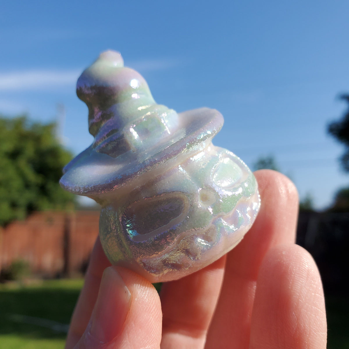 Aura White Jade Pumpkin - Peaceful, Calm, Love Energy, Positive Energy - White Pumpkin Crystal Carving Healing Gemstone Halloween