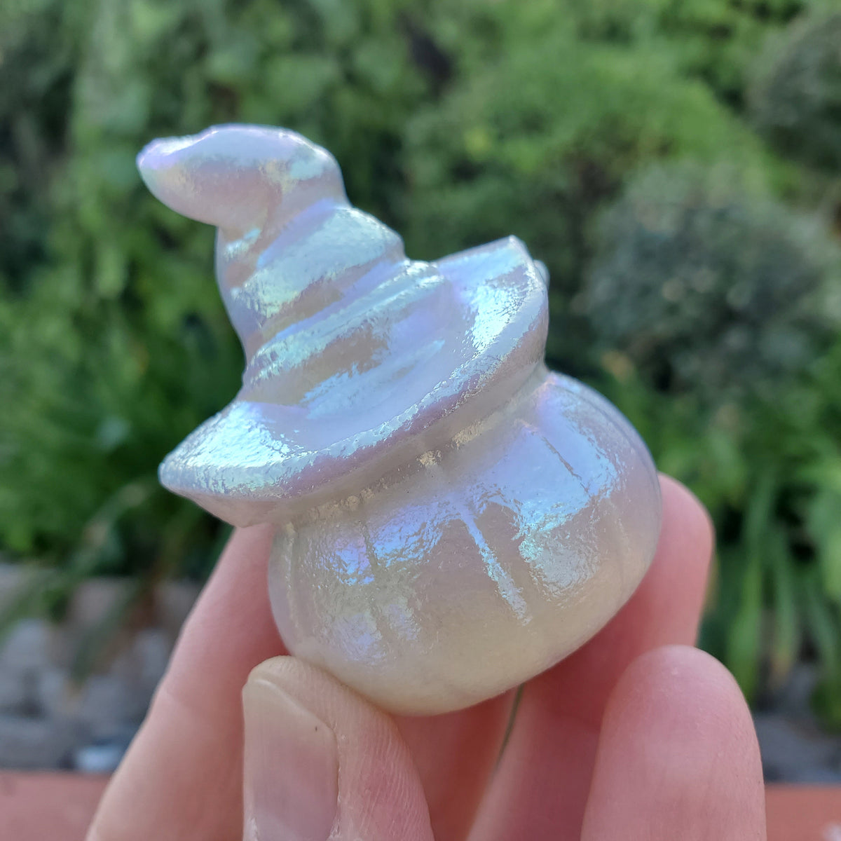 Aura White Jade Pumpkin - Peaceful, Calm, Love Energy, Positive Energy - White Pumpkin Crystal Carving Healing Gemstone Halloween