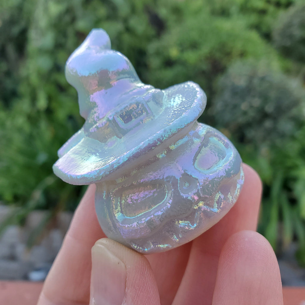 Aura White Jade Pumpkin - Peaceful, Calm, Love Energy, Positive Energy - White Pumpkin Crystal Carving Healing Gemstone Halloween