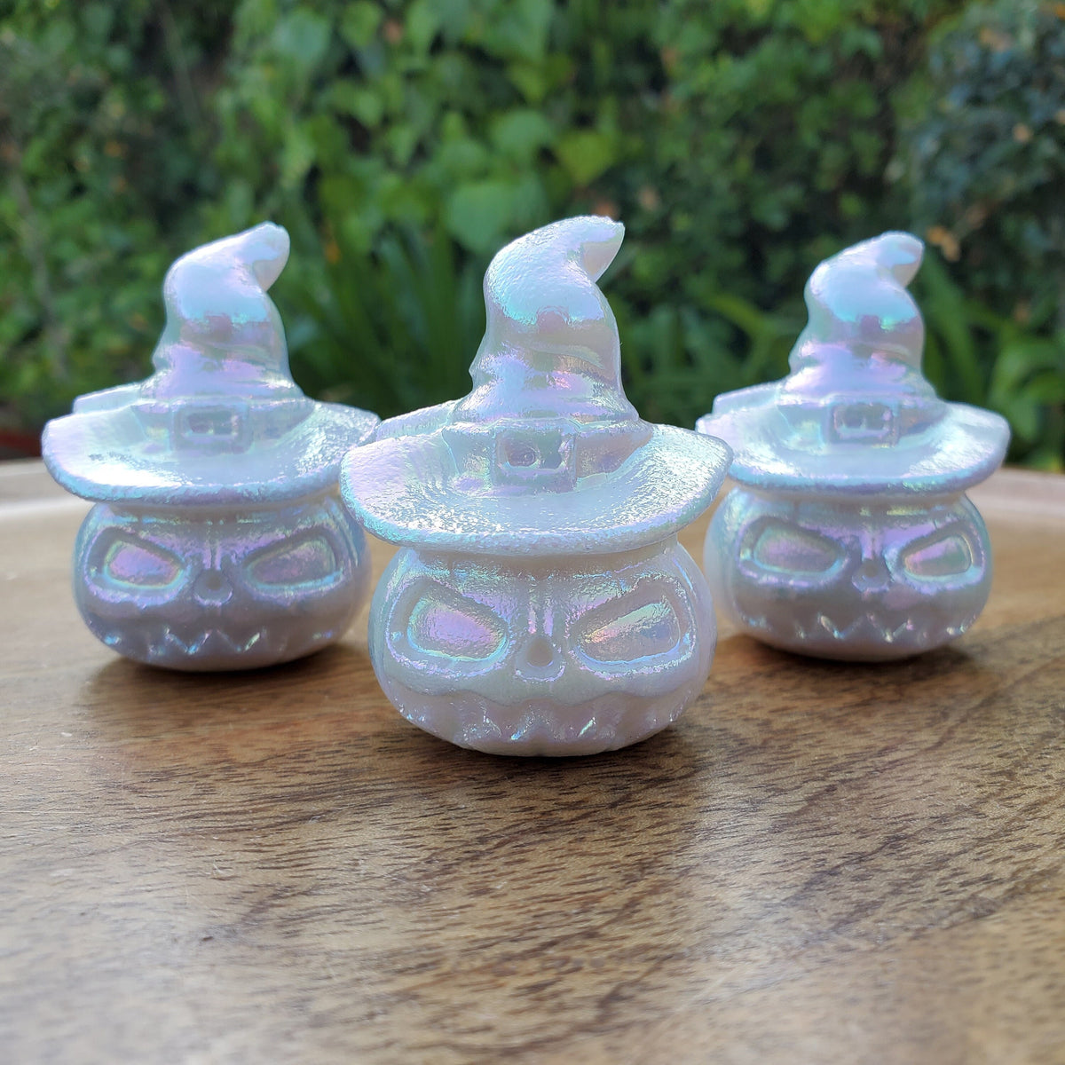 Aura White Jade Pumpkin - Peaceful, Calm, Love Energy, Positive Energy - White Pumpkin Crystal Carving Healing Gemstone Halloween