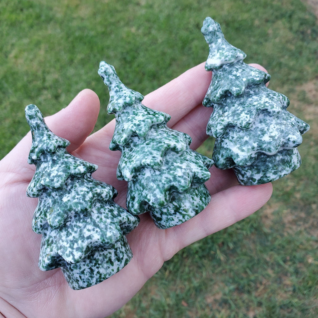 Tree Agate Tree - Closer to Nature, Peaceful, Soothing Energy, Grounding, Luck - Green Crystal Tree Carving Healing Gemstone