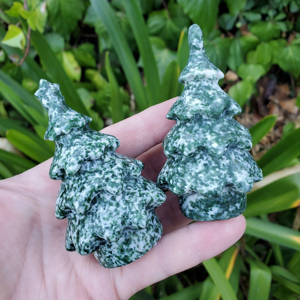 Tree Agate Tree - Closer to Nature, Peaceful, Soothing Energy, Grounding, Luck - Green Crystal Tree Carving Healing Gemstone
