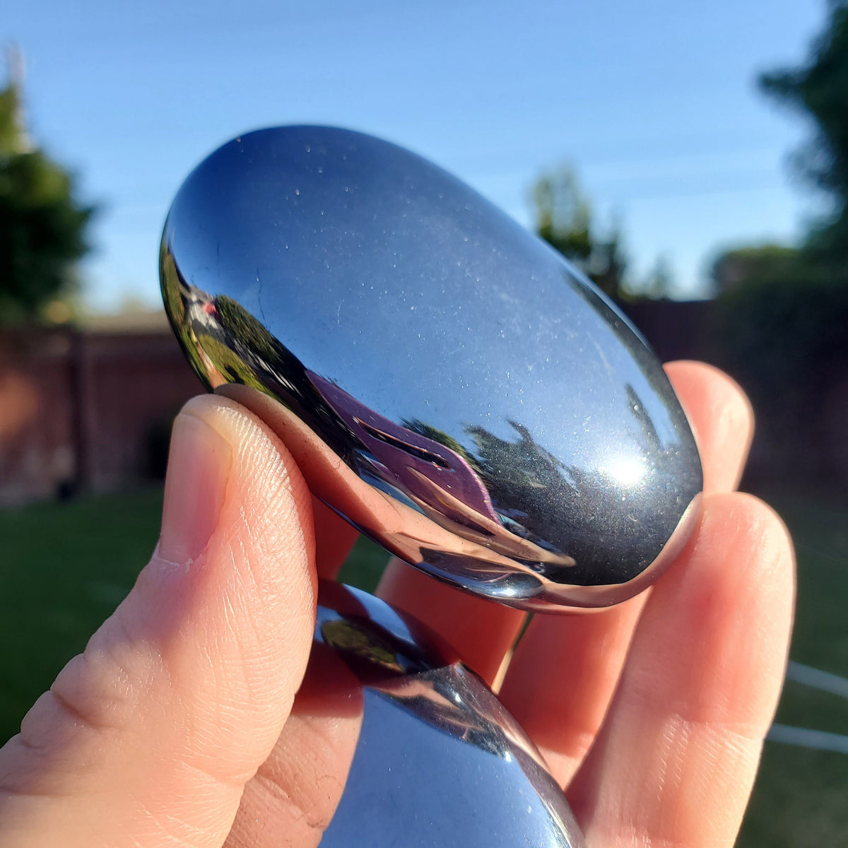 Terahertz Palmstone - Creativity, Helps Clear Your Mind, Energizes Inner Body, Promotes Bloodflow - Silver Crystal Palm Healing Gemstones