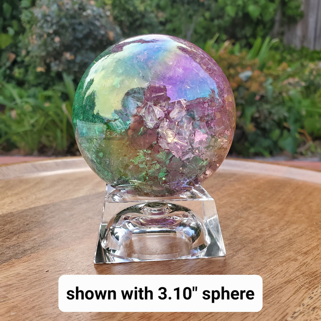 Square Glass Sphere Stand | Use Stand Two Ways | Will Hold Any 2" to 5" Sphere - Stand ONLY - Crystal Ball Stand Holder Display