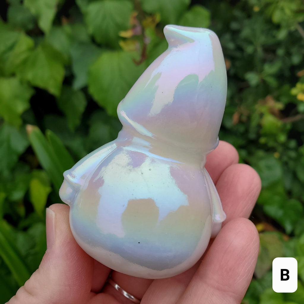 Aura White Jade Snowman - Peaceful, Calm, Love Energy, Positive Energy - White Snowman Crystal Carving Healing Gemstone