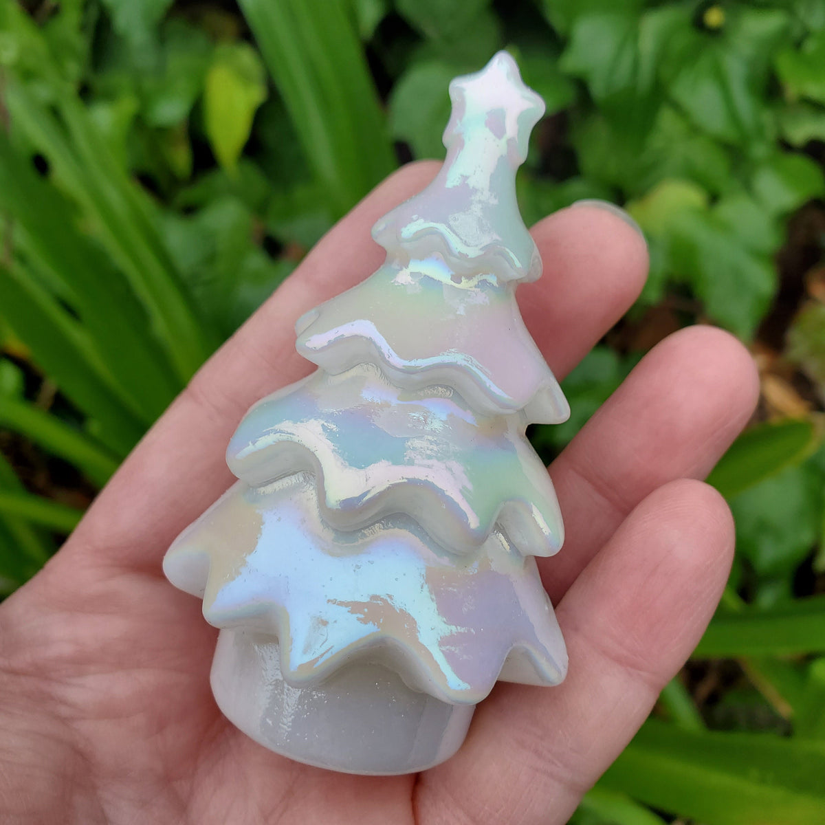 Aura White Jade Tree - Peaceful, Calm, Love Energy, Positive Energy - White Tree Crystal Carving Healing Gemstone