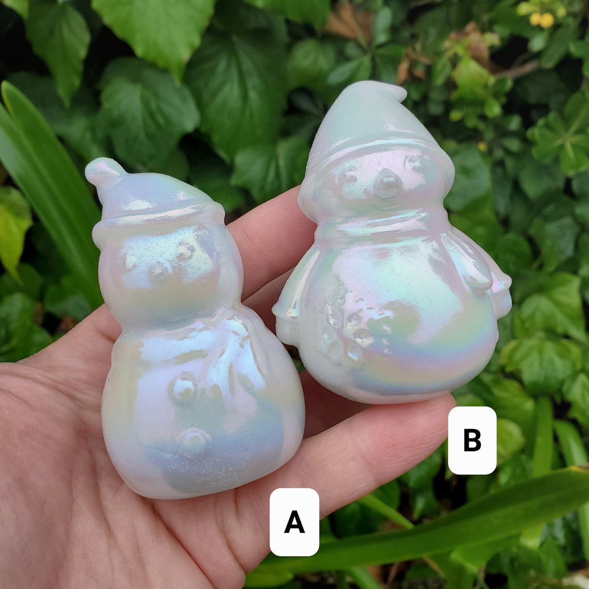 Aura White Jade Snowman - Peaceful, Calm, Love Energy, Positive Energy - White Snowman Crystal Carving Healing Gemstone