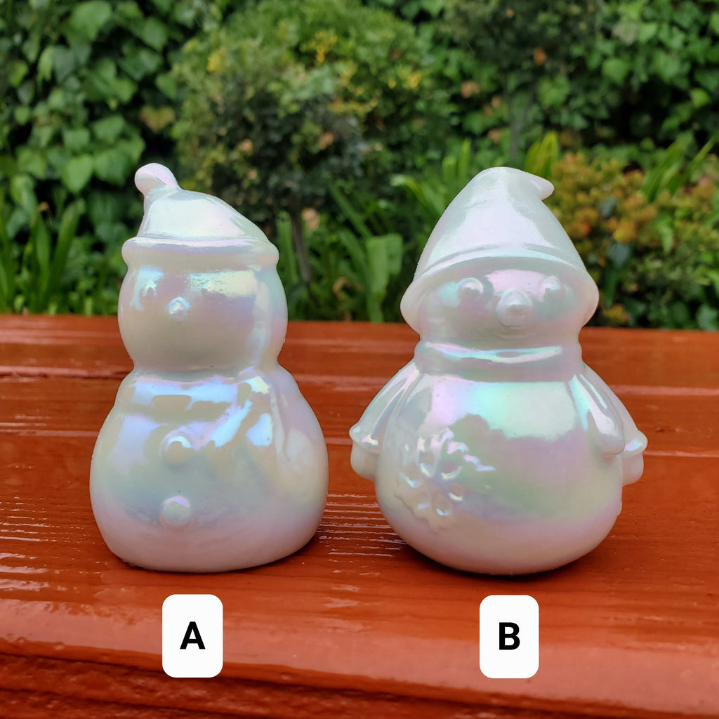Aura White Jade Snowman - Peaceful, Calm, Love Energy, Positive Energy - White Snowman Crystal Carving Healing Gemstone