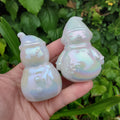 Aura White Jade Snowman - Peaceful, Calm, Love Energy, Positive Energy - White Snowman Crystal Carving Healing Gemstone