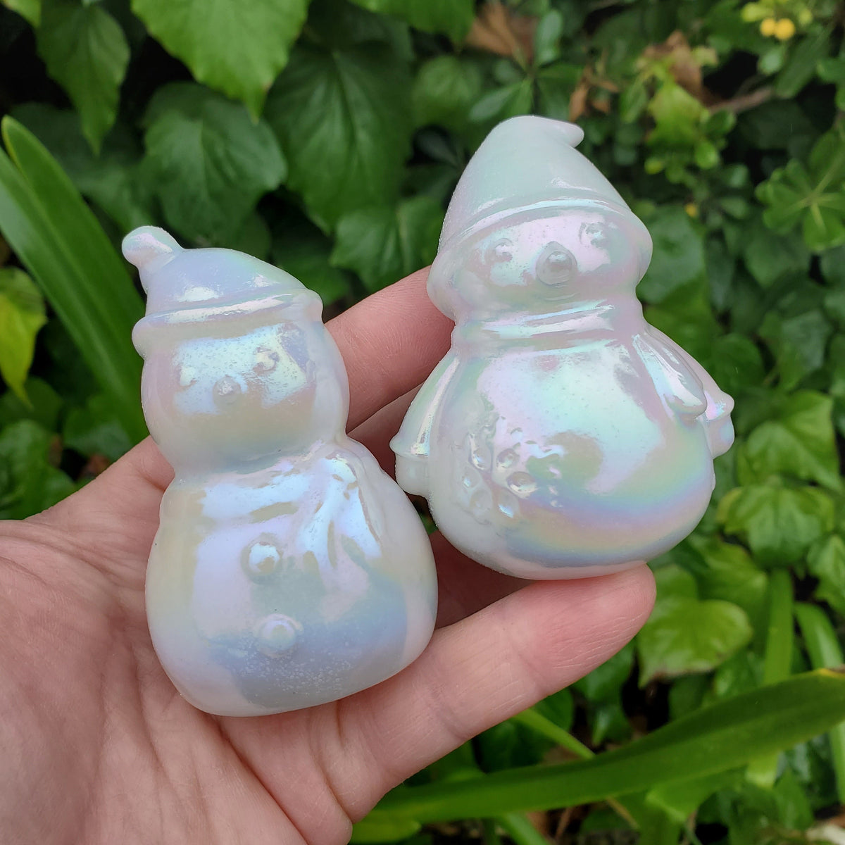Aura White Jade Snowman - Peaceful, Calm, Love Energy, Positive Energy - White Snowman Crystal Carving Healing Gemstone