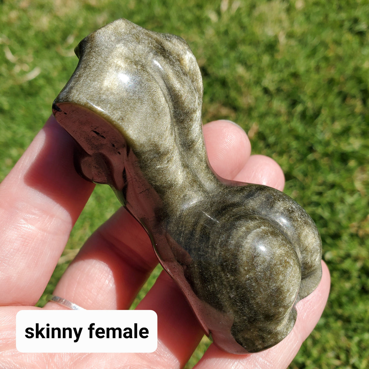Gold Sheen Obsidian Female Figure | Choose Skinny or Chubby - Self Reflection, Release Negative Energies - Female Carving Healing Crystals