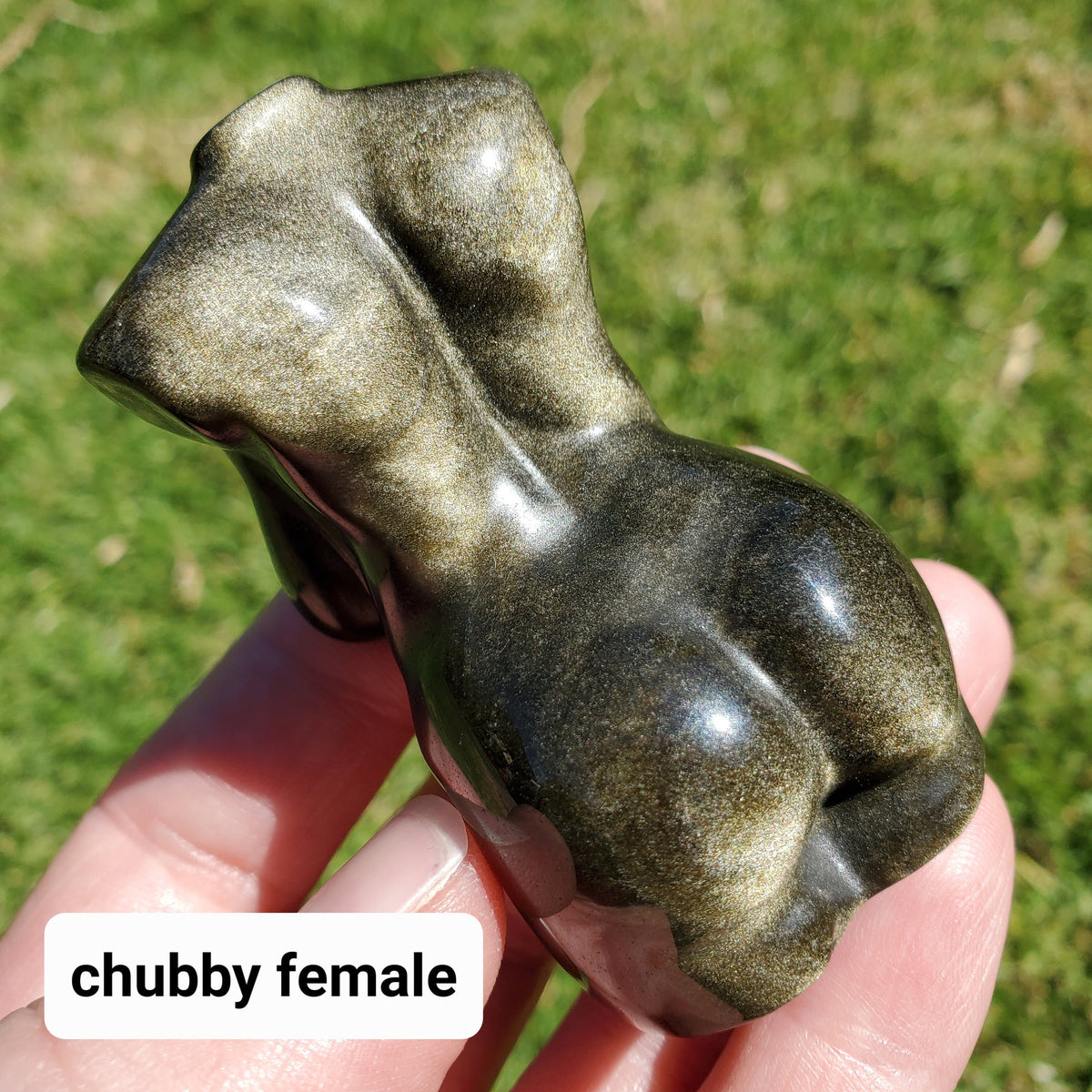Gold Sheen Obsidian Female Figure | Choose Skinny or Chubby - Self Reflection, Release Negative Energies - Female Carving Healing Crystals