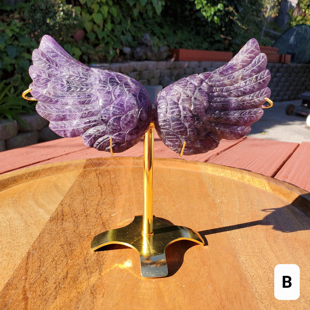 Dream Amethyst Angel Wings on  Stand - Calming, Protection, Positivity - Purple Wings Crystal Healing Gemstone Statement