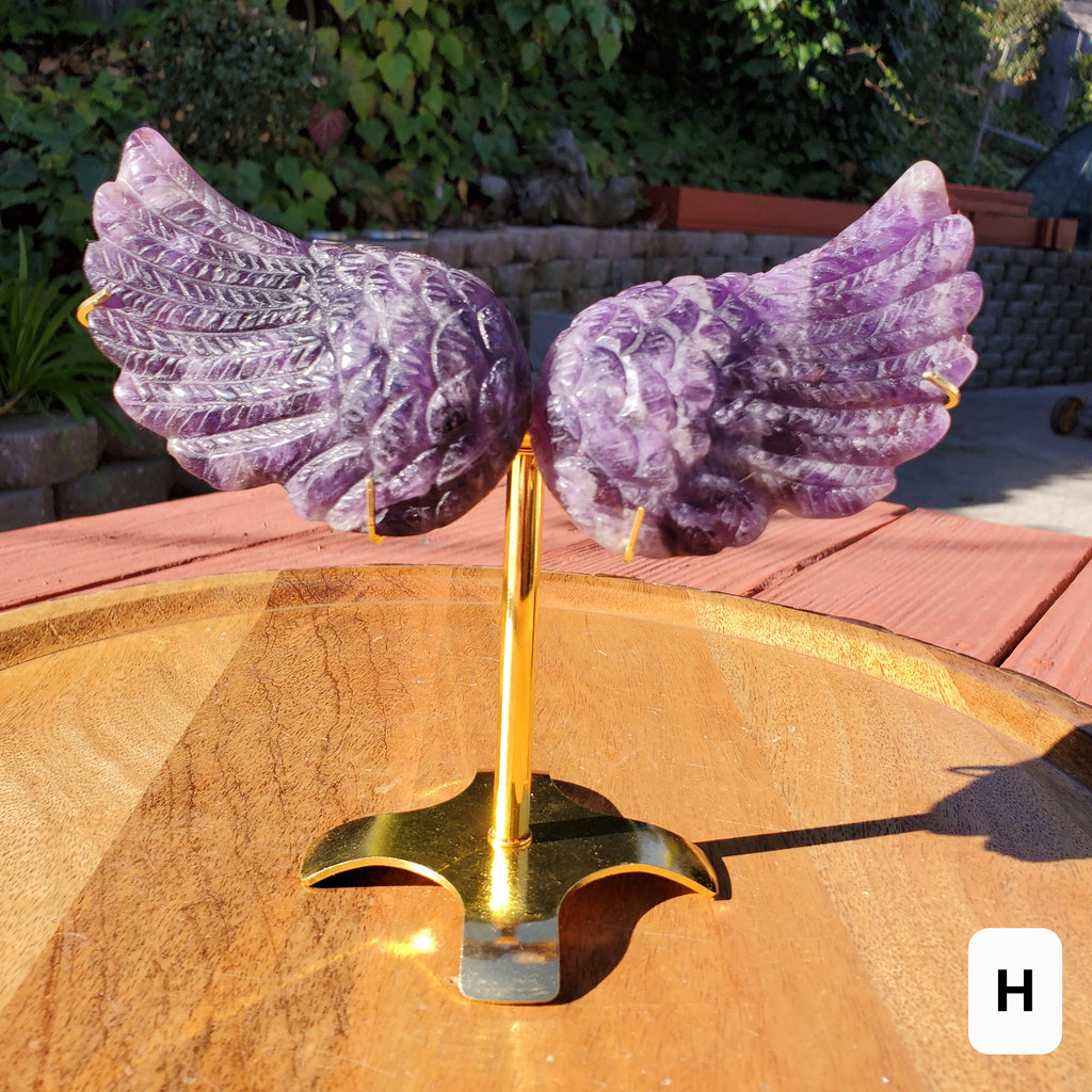 Dream Amethyst Angel Wings on Stand - Calming, Protection, Positivity - Purple Wings Crystal Healing Gemstone Statement