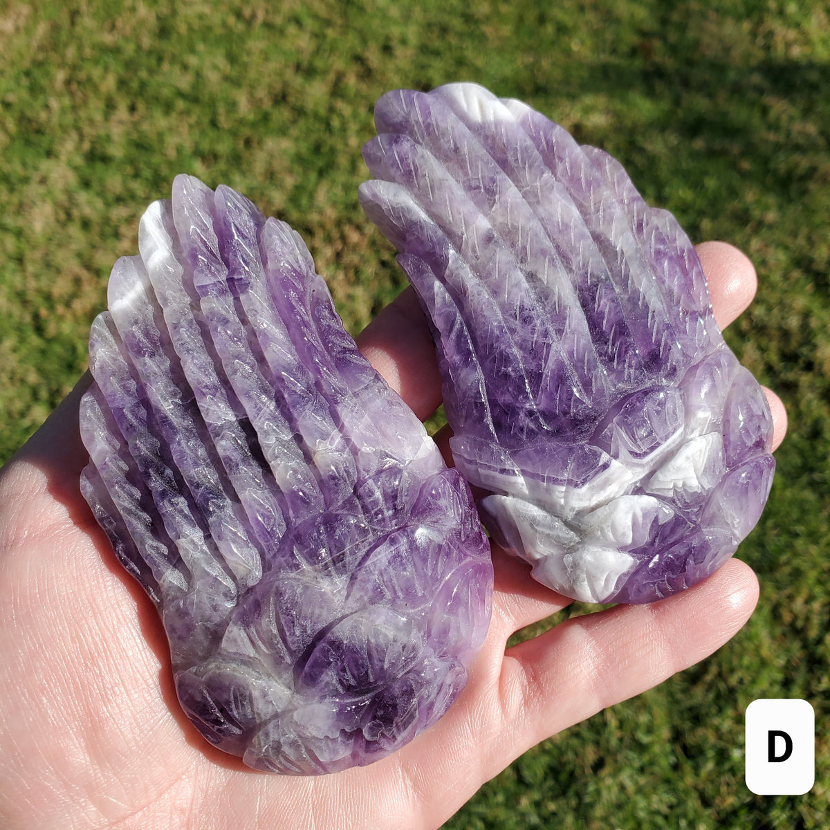 Dream Amethyst Angel Wings on  Stand - Calming, Protection, Positivity - Purple Wings Crystal Healing Gemstone Statement