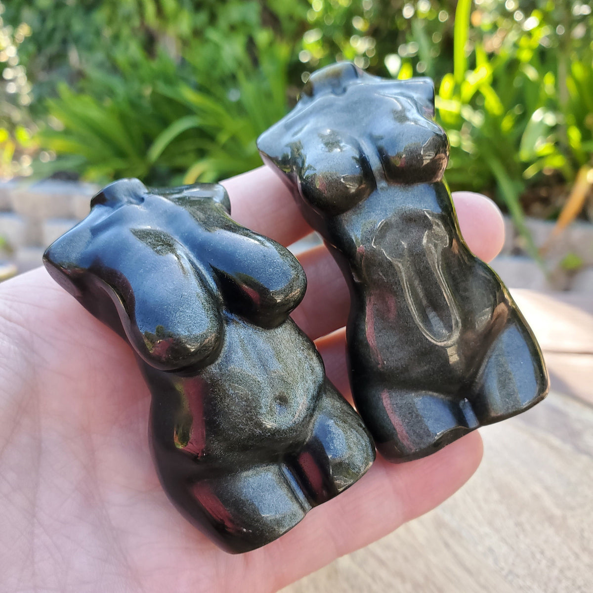 Gold Sheen Obsidian Female Figure | Choose Skinny or Chubby - Self Reflection, Release Negative Energies - Female Carving Healing Crystals