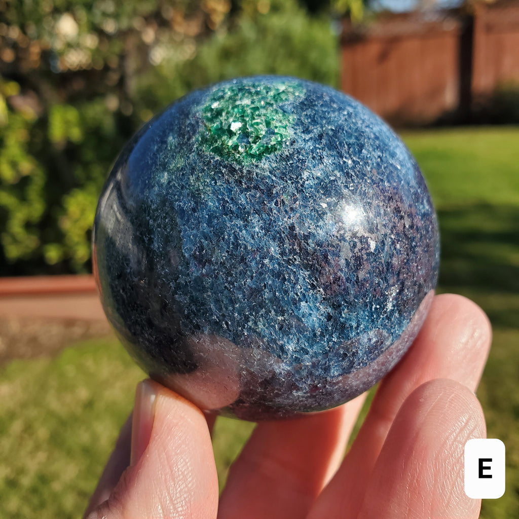 Glowing Ruby Kyanite Sphere - UV light included - Focus, Positivity, Balance Emotions - Ruby in Kyanite Crystal Ball Stone Healing Crystal