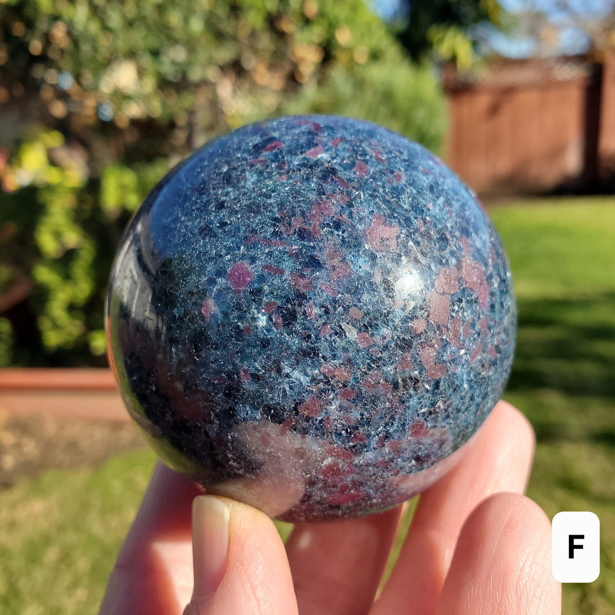 Glowing Ruby Kyanite Sphere - UV light included - Focus, Positivity, Balance Emotions - Ruby in Kyanite Crystal Ball Stone Healing Crystal