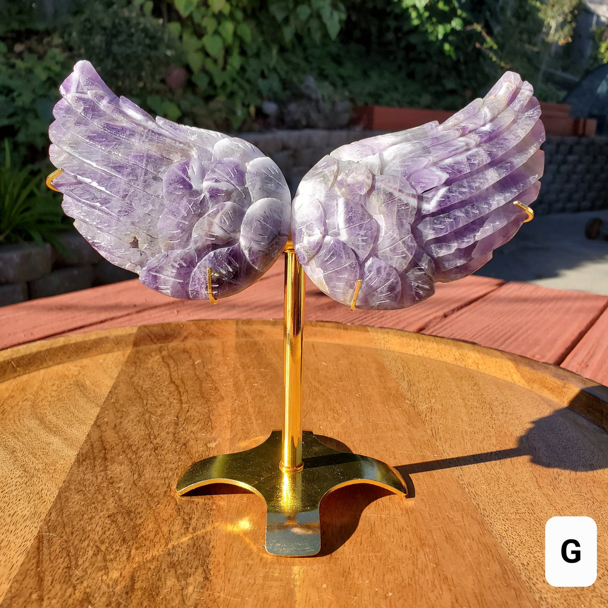Dream Amethyst Angel Wings on Stand - Calming, Protection, Positivity - Purple Wings Crystal Healing Gemstone Statement