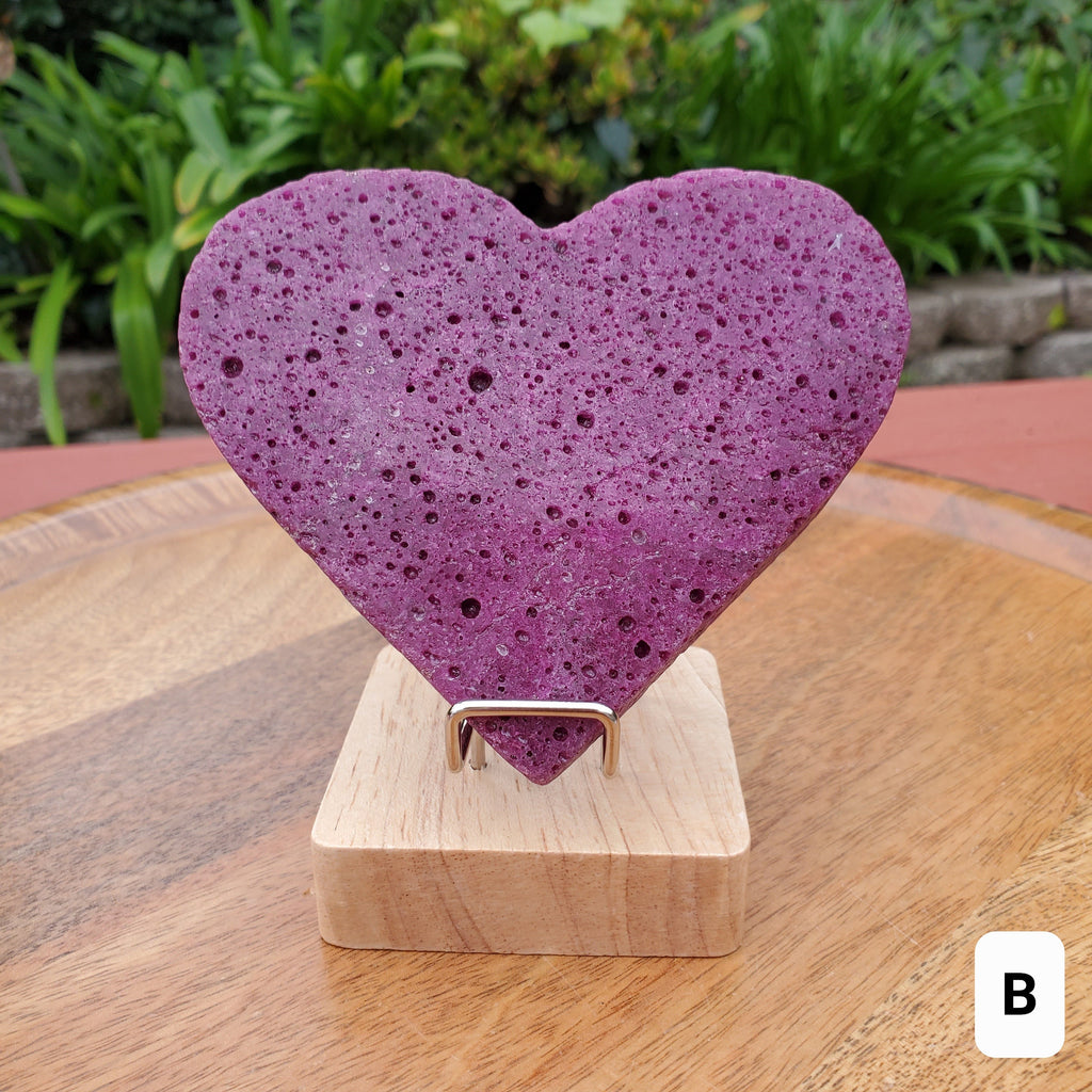 Big Chunky Glowing Honeycomb Ruby Heart (with UV light) - Energy, Strength, Power, Vitality - Corundum Ruby Crystal Heart Healing Gemstone