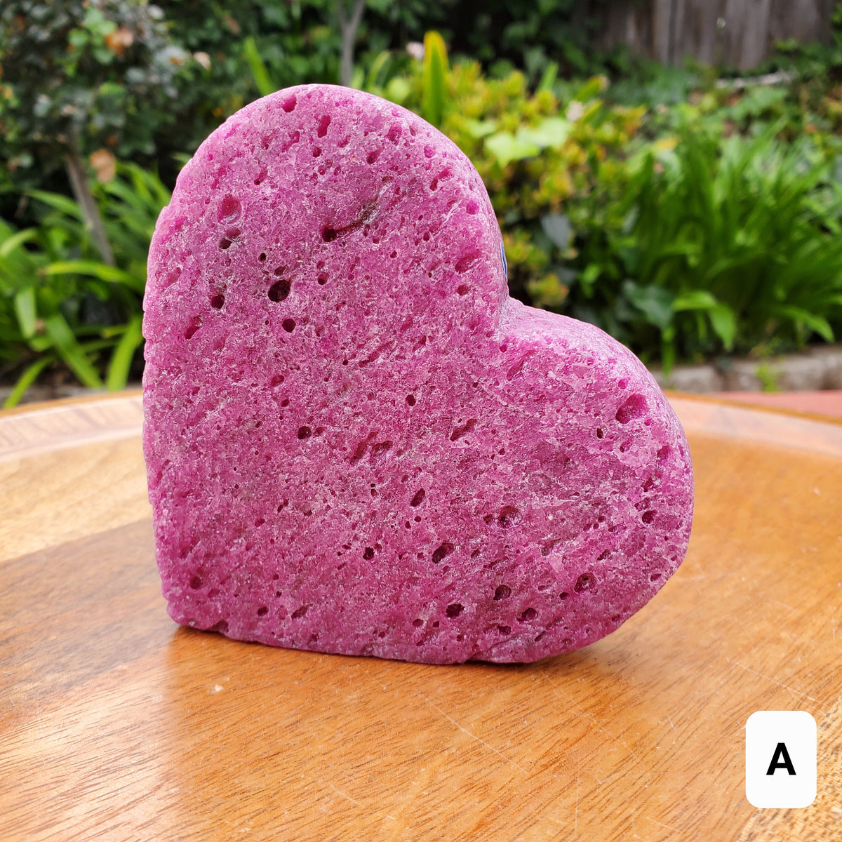 Big Chunky Glowing Honeycomb Ruby Heart (with UV light) - Energy, Strength, Power, Vitality - Corundum Ruby Crystal Heart Healing Gemstone