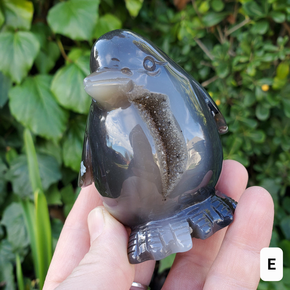 Cute Druzy Agate Penguin - Protection, Security, Emotional Stability, Gentle Energy - Carved Penguin Crystal Healing Crystals Gemstones