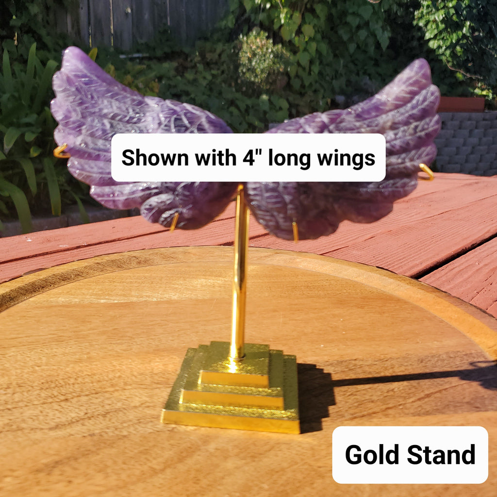 Adjustable Metal Stand - Black, Gold or Silver - Use with Light Weight Crystal Wings 3" to 5" - STAND ONLY - Metal Stand for Wings