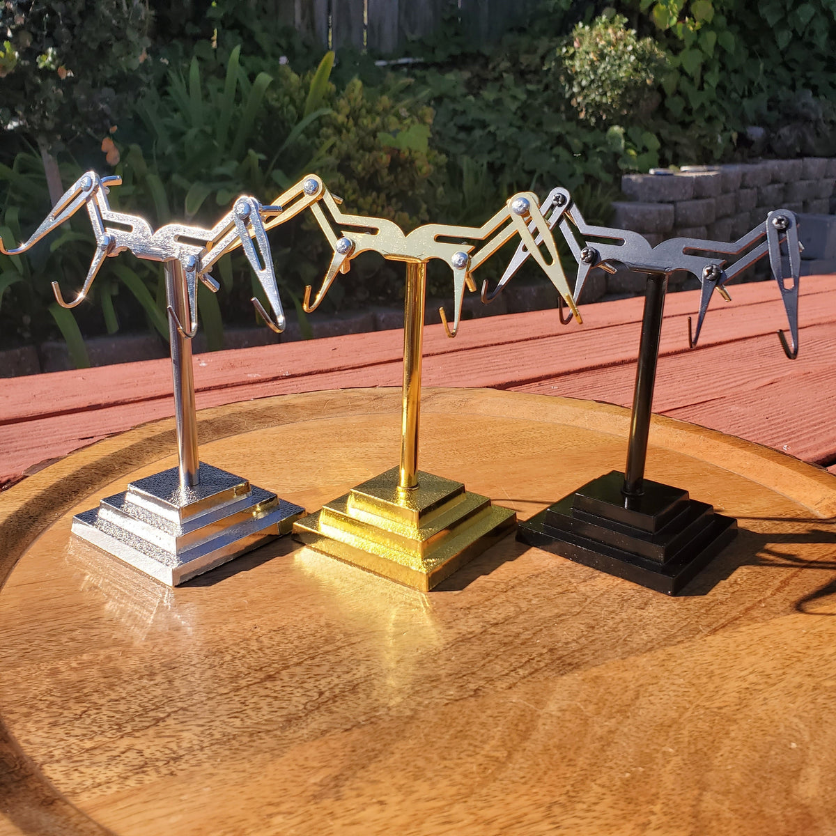 Adjustable Metal Stand - Black, Gold or Silver - Use with Light Weight Crystal Wings 3" to 5" - STAND ONLY - Metal Stand for Wings