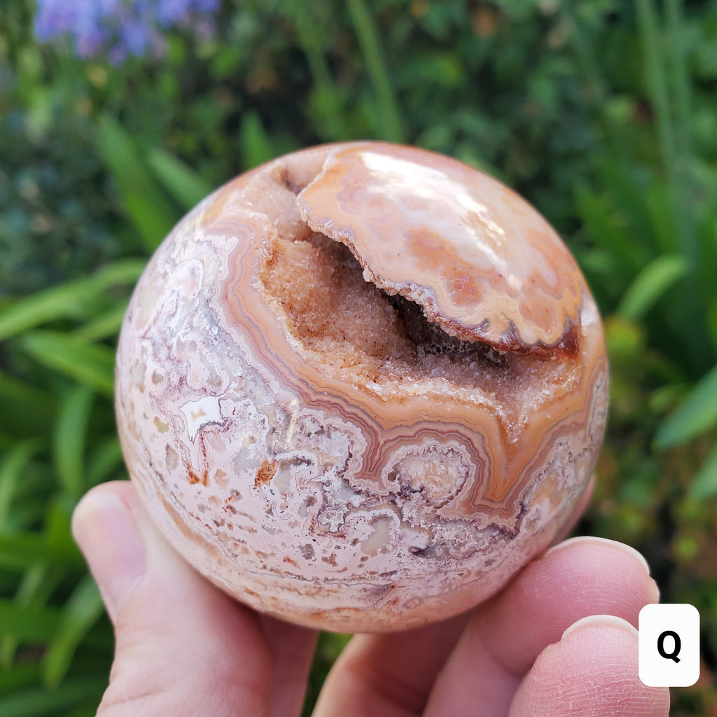 Pink Lace Agate Spheres - Balance of the Physical, Mental & Emotional, The Ultimate Energy Shield - Pink Agate Crystal Ball Healing Gemstone