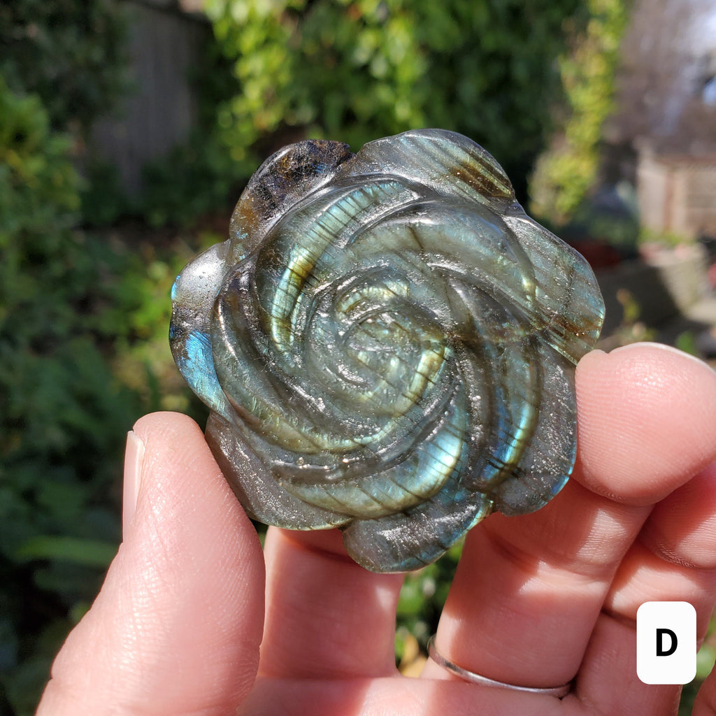 Flashy Labradorite Flower - Awareness, Connection, Intuition - Crystal Rose Carving Healing Crystal Gemstone