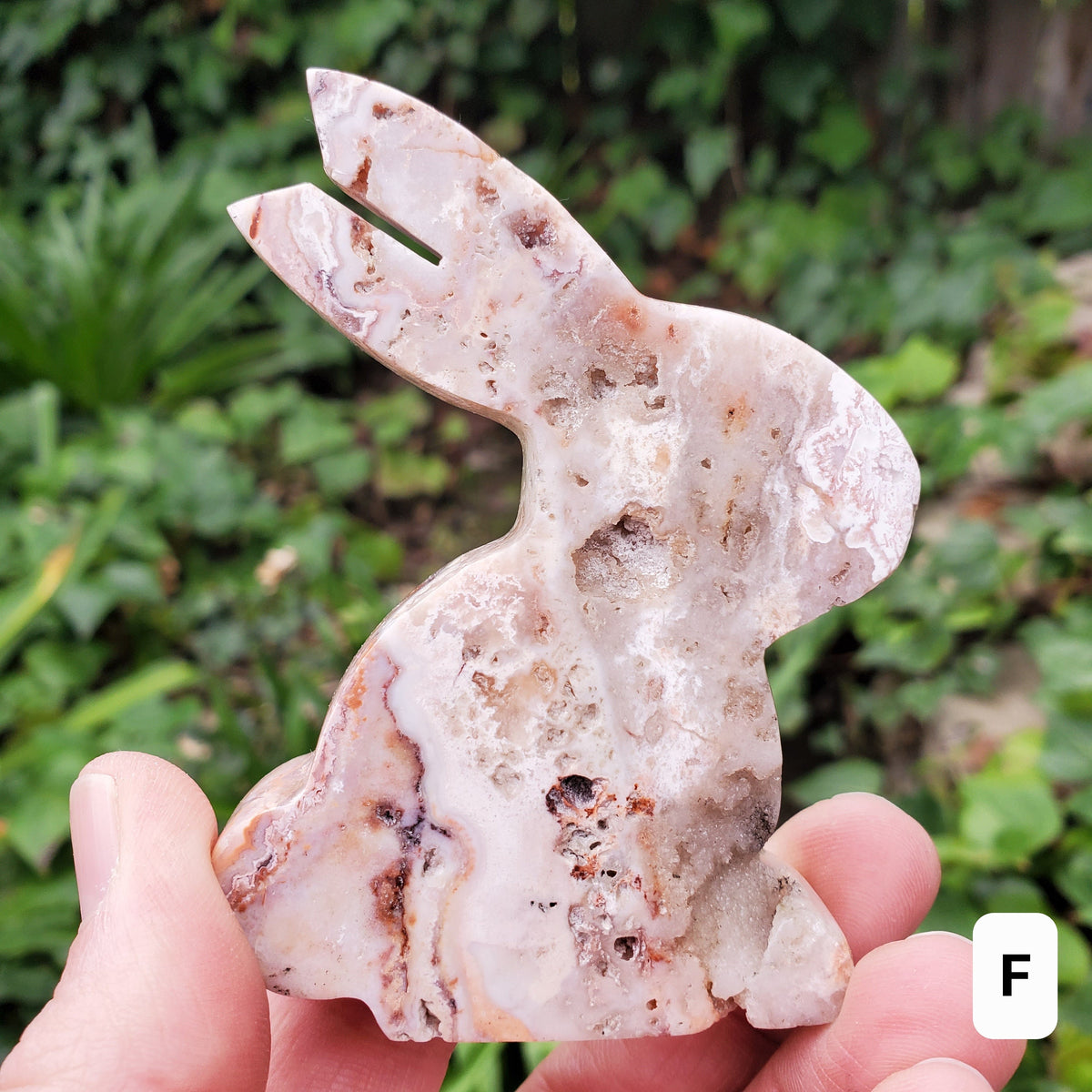 Pink Lace Agate Bunny - Balance of the Physical, Mental & Emotional - Pink Agate Crystal Bunny Healing Gemstone