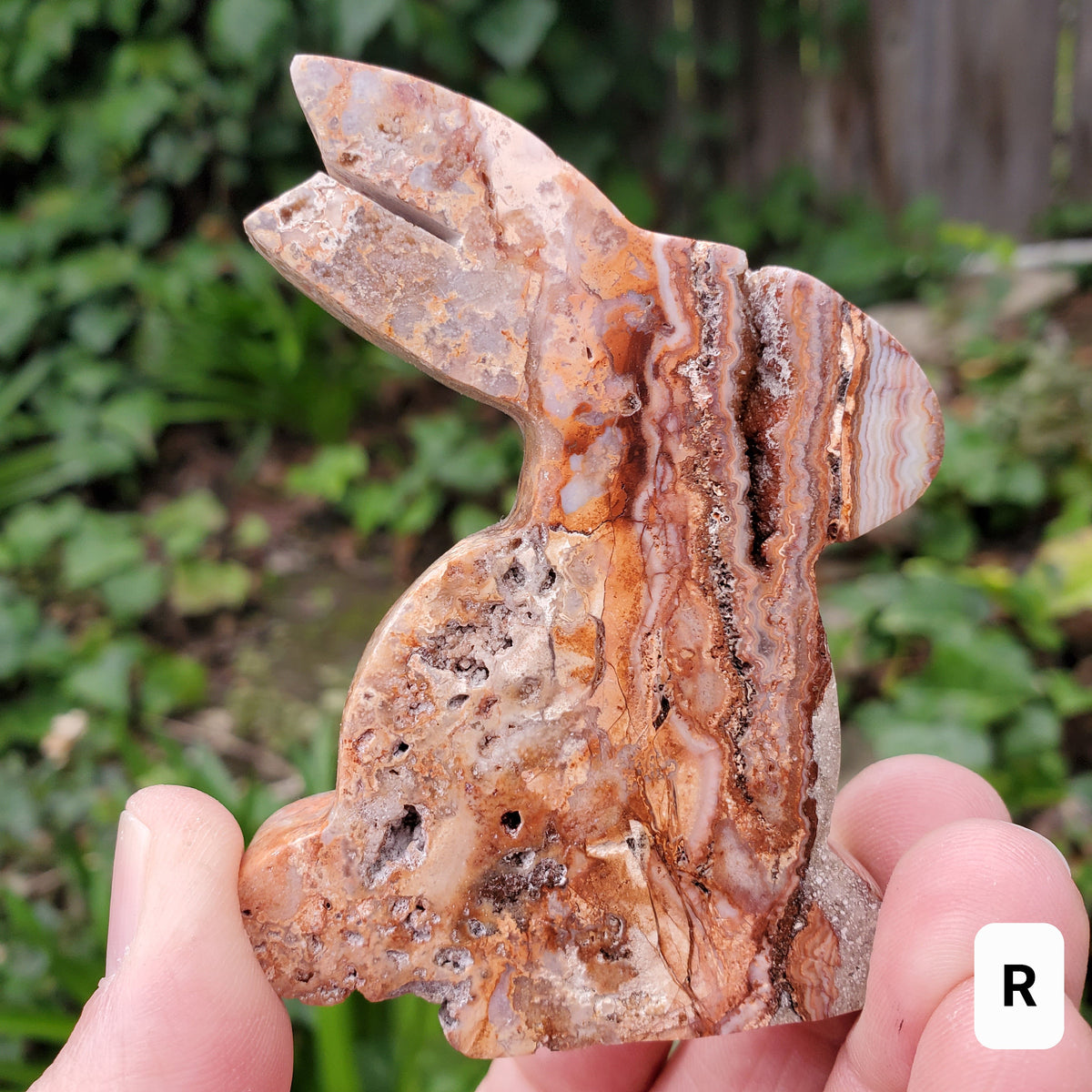 Pink Lace Agate Bunny - Balance of the Physical, Mental & Emotional - Pink Agate Crystal Bunny Healing Gemstone