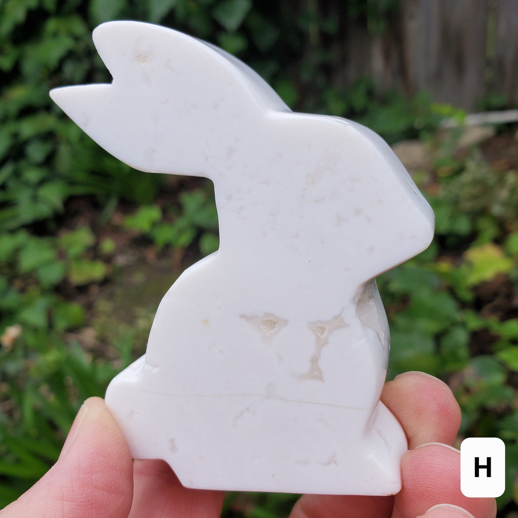 Snow Agate Bunny - Balances Females Ying Yang Energy - White Plume Agate Bunny Stone Healing Crystals Gemstones