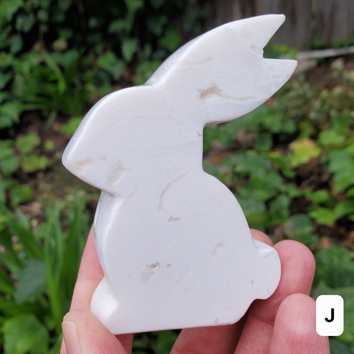 Snow Agate Bunny - Balances Females Ying Yang Energy - White Plume Agate Bunny Stone Healing Crystals Gemstones