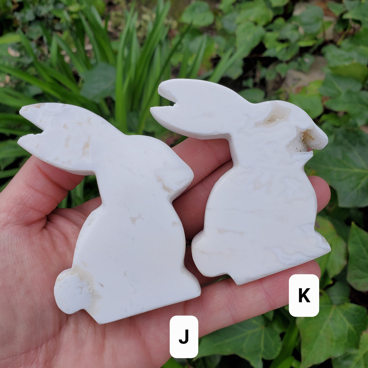 Snow Agate Bunny - Balances Females Ying Yang Energy - White Plume Agate Bunny Stone Healing Crystals Gemstones